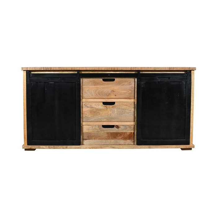 Dressoir mangohout met schuifdeuren en lades