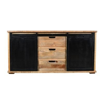 Dressoir schuifdeuren zwart 175 cm